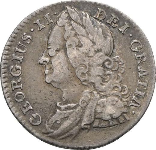 Anverso 6 peniques 1745 "Retrato de la vejez" Rosas en ángulos - valor de la moneda de plata - Gran Bretaña, Jorge II