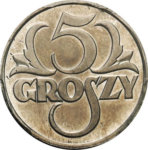 Reverse Pattern 5 Groszy 1925 WJ Aluminum - Coin Value - Poland, II Republic