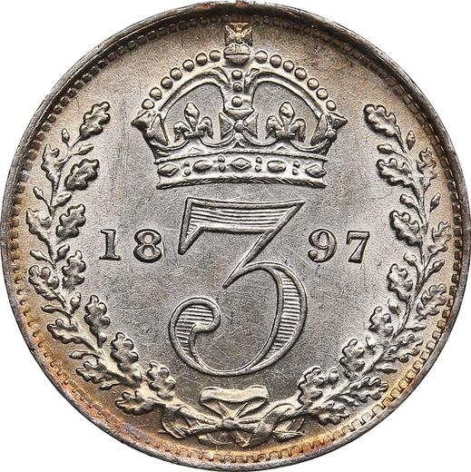 Reverso 3 peniques 1897 TB - valor de la moneda de plata - Gran Bretaña, Victoria