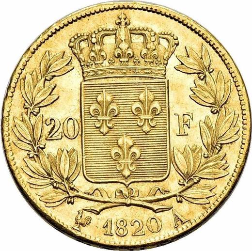 Reverse 20 Francs 1820 A "Type 1816-1824" - Gold Coin Value - France, Louis XVIII