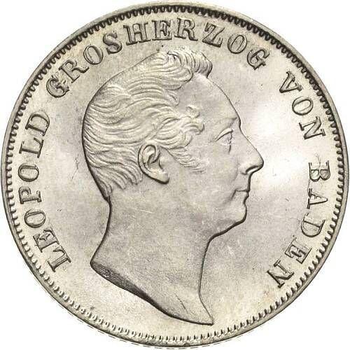 Obverse 1/2 Gulden 1844 D - Silver Coin Value - Baden, Leopold