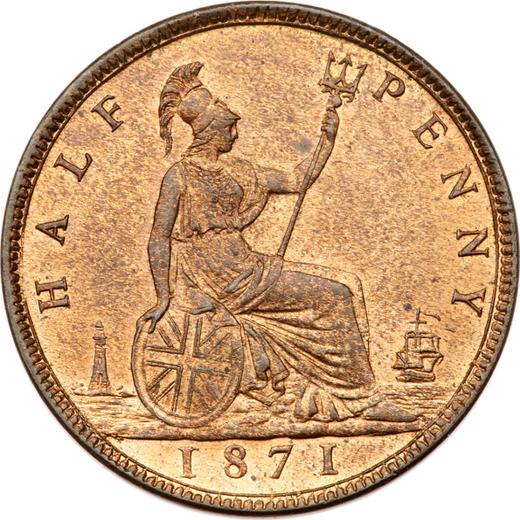 Reverse Halfpenny 1871 -  Coin Value - United Kingdom, Victoria