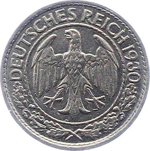 Obverse 50 Reichspfennig 1930 A - Coin Value - Germany, Weimar Republic