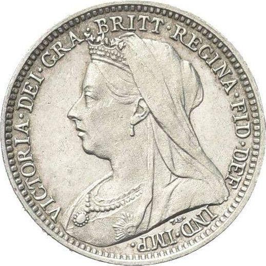 Аверс монеты - 3 пенса 1895 года TB - цена серебряной монеты - Великобритания, Виктория