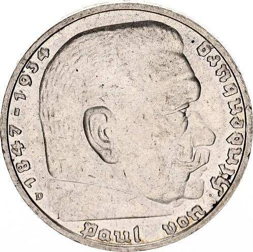 Obverse 5 Reichsmark 1935 D "Hindenburg" - Silver Coin Value - Germany, Third Reich