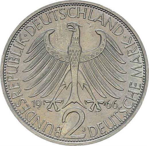 Reverse 2 Mark 1966 J "Max Planck" - Coin Value - Germany, FRG