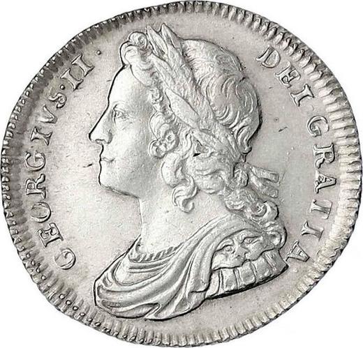Awers monety - 1 szeląg 1727 "Portret w młodych latach" Róże i pióra w kątach - cena srebrnej monety - Wielka Brytania, Jerzy II