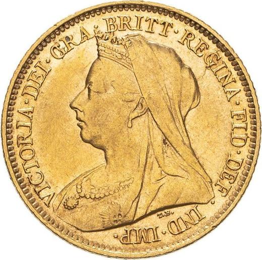 Awers monety - 1/2 suwerena 1900 S "Zasłonięta głowa" - cena złotej monety - Australia, Wiktoria