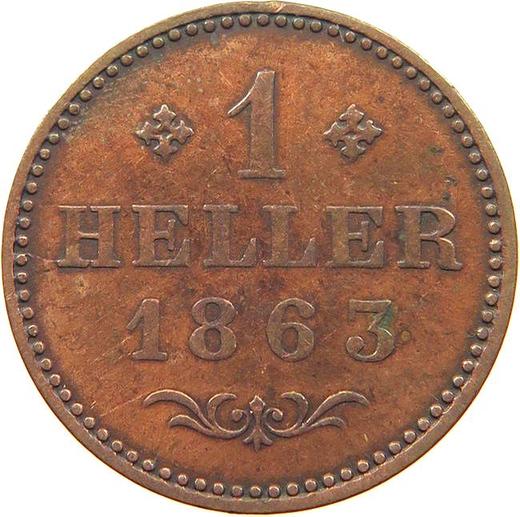 Reverso 1 heller 1863 - valor de la moneda - Fráncfort del Meno, Ciudad Libre