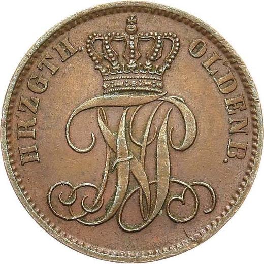 Аверс монеты - 1 шварен 1858 года B - цена  монеты - Ольденбург, Николаус Фридрих Петер