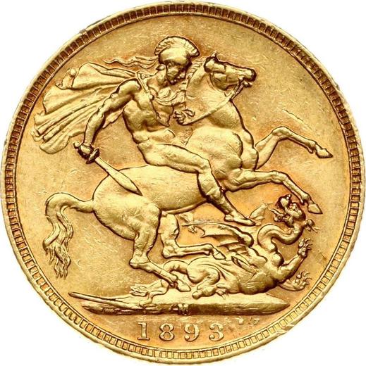 Reverse Sovereign 1893 M JEB "Jubilee portrait" - Gold Coin Value - Australia, Victoria