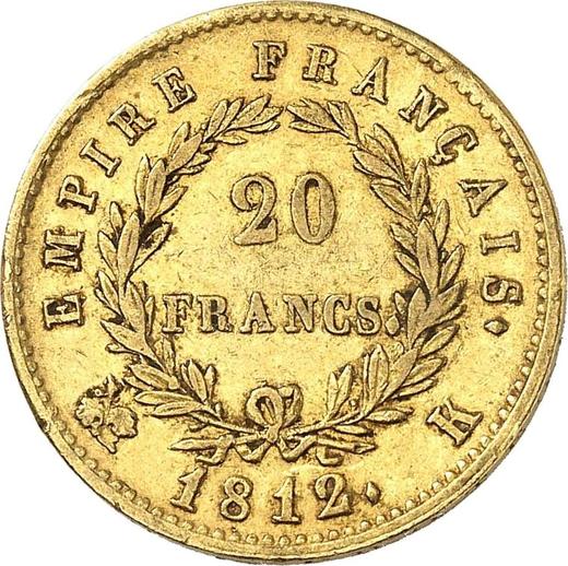 Reverse 20 Francs 1812 K "Type 1809-1815" - Gold Coin Value - France, Napoleon I