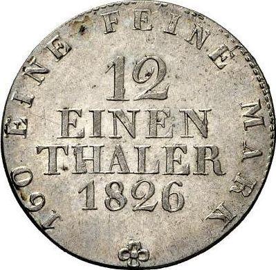 Reverse 1/12 Thaler 1826 S - Silver Coin Value - Saxony-Albertine, Frederick Augustus I