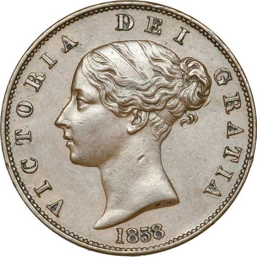 Obverse Halfpenny 1858 WW -  Coin Value - United Kingdom, Victoria
