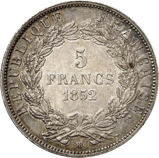 Reverse 5 Francs 1852 BB - Silver Coin Value - France, Napoleon III