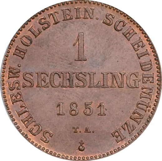 Revers Sechsling 1851 TA - Münze Wert - Schleswig-Holstein, Übergangsregierung