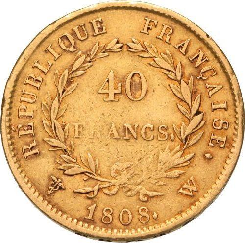 Reverse 40 Francs 1808 W "Type 1807-1808" - Gold Coin Value - France, Napoleon I