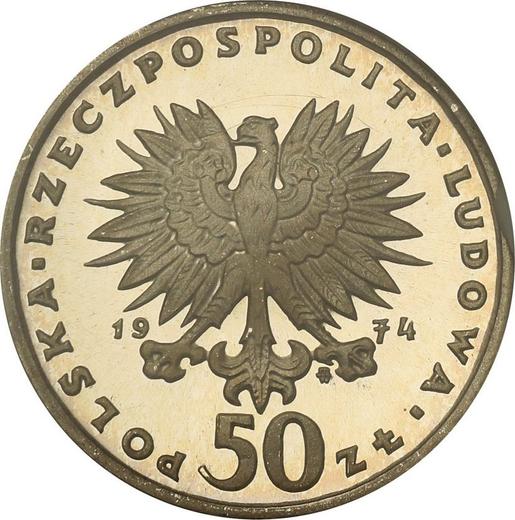 Avers 50 Zlotych 1974 MW JJ "Frédéric Chopin" Silber - Silbermünze Wert - Polen, Volksrepublik Polen