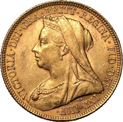 Obverse Sovereign 1899 P "Veiled head" - Gold Coin Value - Australia, Victoria