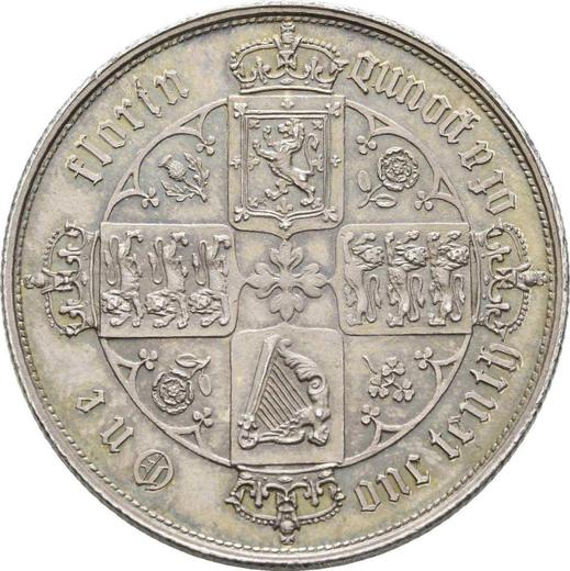 Reverso Florín (2 chelines) 1855 WW "Gótica" - valor de la moneda de plata - Gran Bretaña, Victoria