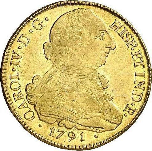 Avers 8 Escudos 1791 P SF "Typ 1789-1791" - Goldmünze Wert - Kolumbien, Karl IV