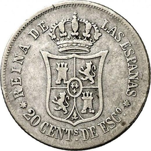 Reverse 20 Céntimos de escudo 1866 7-pointed star - Silver Coin Value - Spain, Isabella II