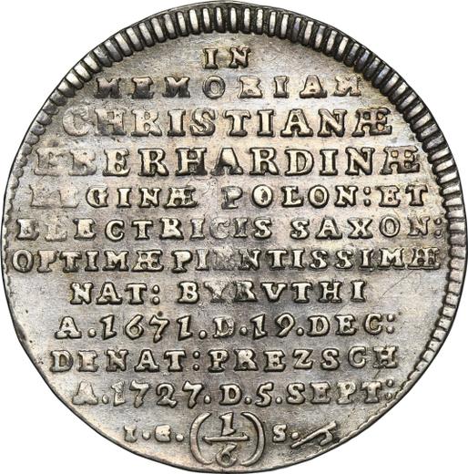 Rewers monety - 1/6 talara 1727 IGS "Żałobny" - cena srebrnej monety - Polska, August II Mocny