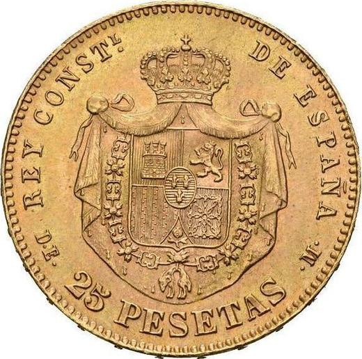Reverse 25 Pesetas 1876 DEM Restrike - Gold Coin Value - Spain, Alfonso XII
