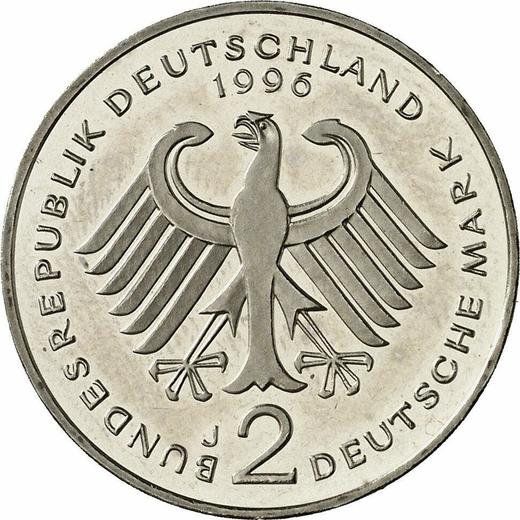 Revers 2 Mark 1996 J "Franz Josef Strauß" - Münze Wert - Deutschland, BRD