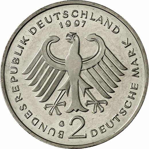 Reverse 2 Mark 1997 G "Willy Brandt" - Coin Value - Germany, FRG