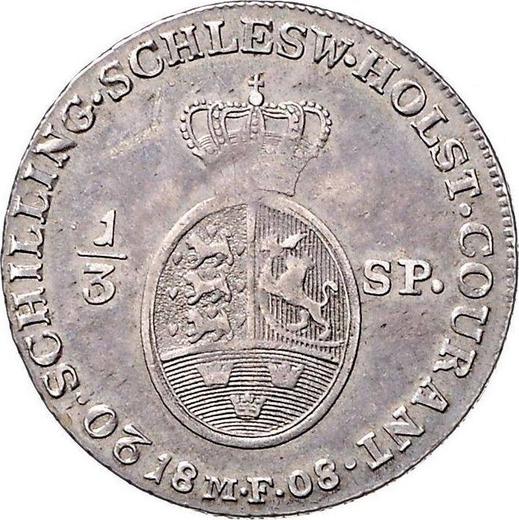 Reverse 1/3 Thaler 1808 MF - Silver Coin Value - Schleswig-Holstein, Christian VII