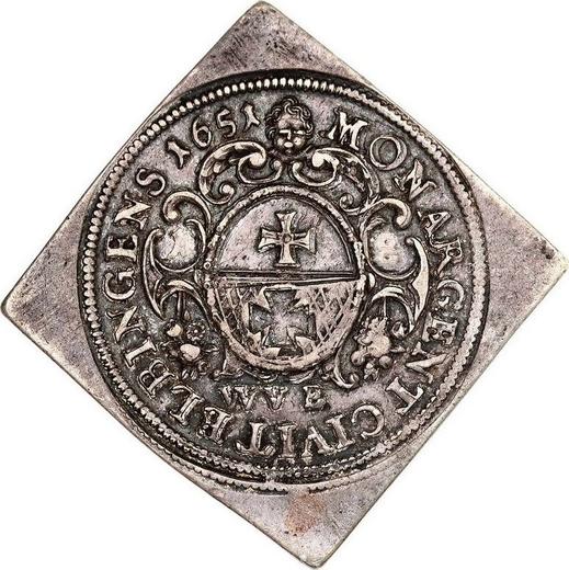 Reverse Ort (18 Groszy) 1651 WVE "Elbing" Klippe - Silver Coin Value - Poland, John II Casimir