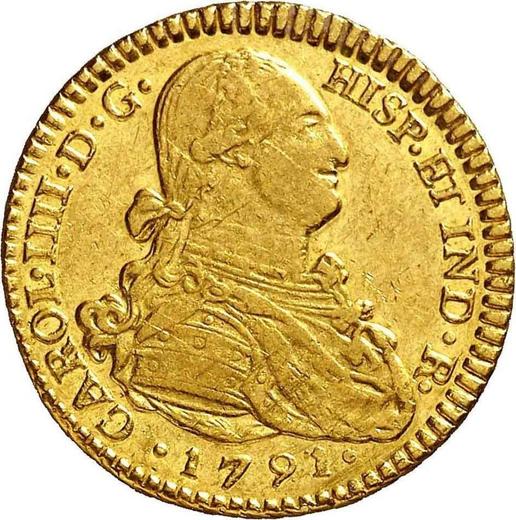 Avers 2 Escudos 1791 P SF "Typ 1791-1806" - Goldmünze Wert - Kolumbien, Karl IV