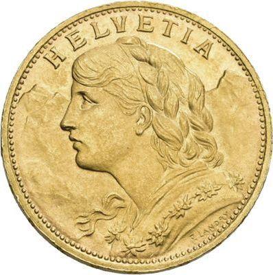 Obverse 20 Francs 1926 B "Vreneli" - Gold Coin Value - Switzerland, Confederation