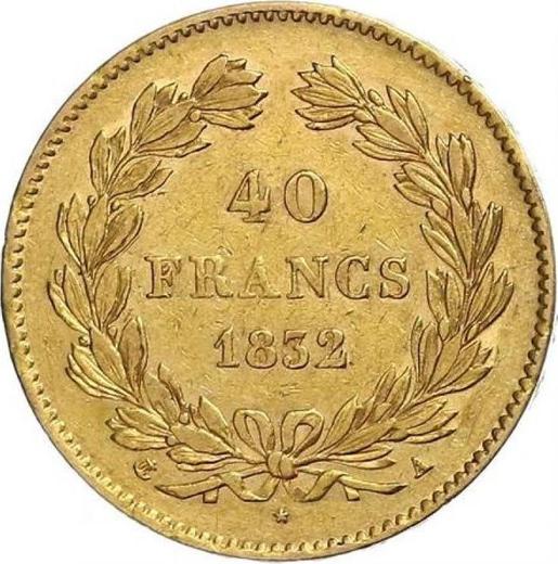 Reverse 40 Francs 1832 A "Type 1831-1839" - Gold Coin Value - France, Louis Philippe I
