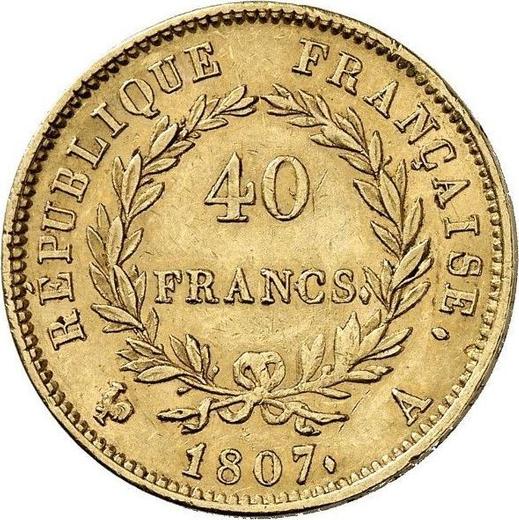 Reverse 40 Francs 1807 A "Type 1807-1808" - Gold Coin Value - France, Napoleon I