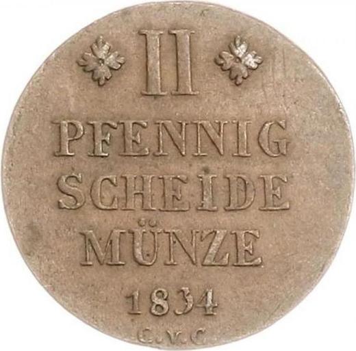 Reverse 2 Pfennig 1834 CvC - Coin Value - Brunswick-Wolfenbüttel, William
