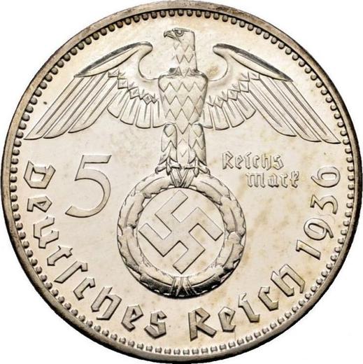 Reverse 5 Reichsmark 1936 J "Type 1936-1939" - Silver Coin Value - Germany, Third Reich