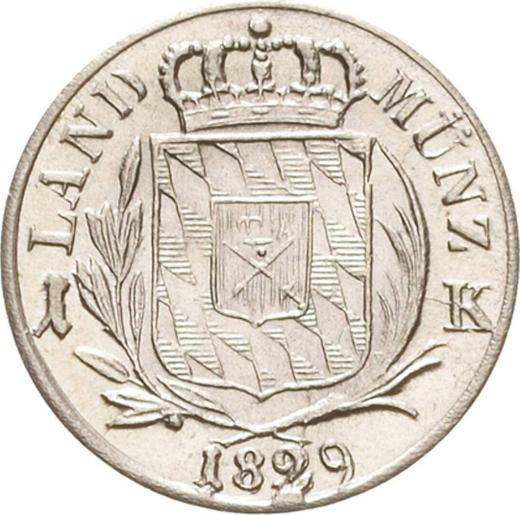 Reverso 1 Kreuzer 1829 - valor de la moneda de plata - Baviera, Luis I