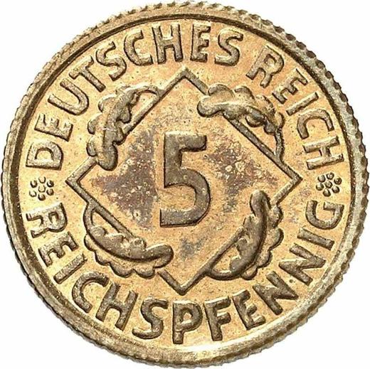 Anverso 5 Reichspfennigs 1924 F - valor de la moneda - Alemania, República de Weimar