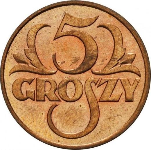 Reverse 5 Groszy 1930 WJ -  Coin Value - Poland, II Republic