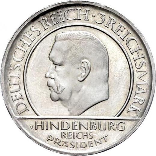 Anverso 3 Reichsmarks 1929 J "Constitución" - valor de la moneda de plata - Alemania, República de Weimar