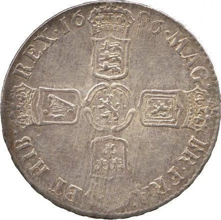 Реверс монеты - 1/2 кроны (Полукрона) 1696 года E "Маленькие щиты" - цена серебряной монеты - Великобритания, Вильгельм III