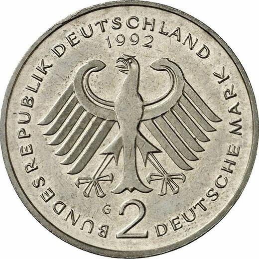 Revers 2 Mark 1992 G "Schumacher" - Münze Wert - Deutschland, BRD