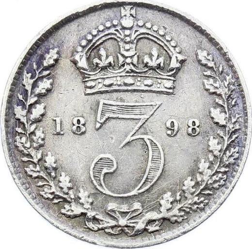 Reverso 3 peniques 1898 TB - valor de la moneda de plata - Gran Bretaña, Victoria