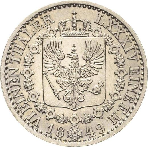 Reverso 1/6 tálero 1849 A - valor de la moneda de plata - Prusia, Federico Guillermo IV