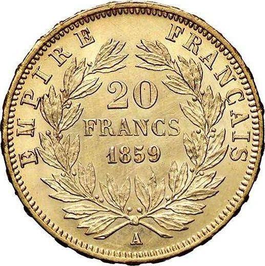Reverse 20 Francs 1859 A "Type 1853-1860" - Gold Coin Value - France, Napoleon III