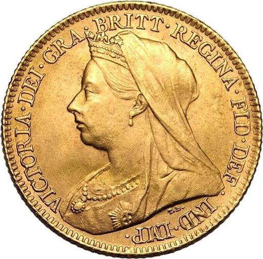 Аверс монеты - 1/2 соверена 1897 года TB "Св. Георгий" - цена золотой монеты - Великобритания, Виктория