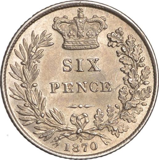 Reverse Sixpence 1870 - Silver Coin Value - United Kingdom, Victoria