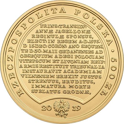 Obverse 500 Zlotych 2019 "Stephen Bathory" - Gold Coin Value - Poland, III Republic after denomination